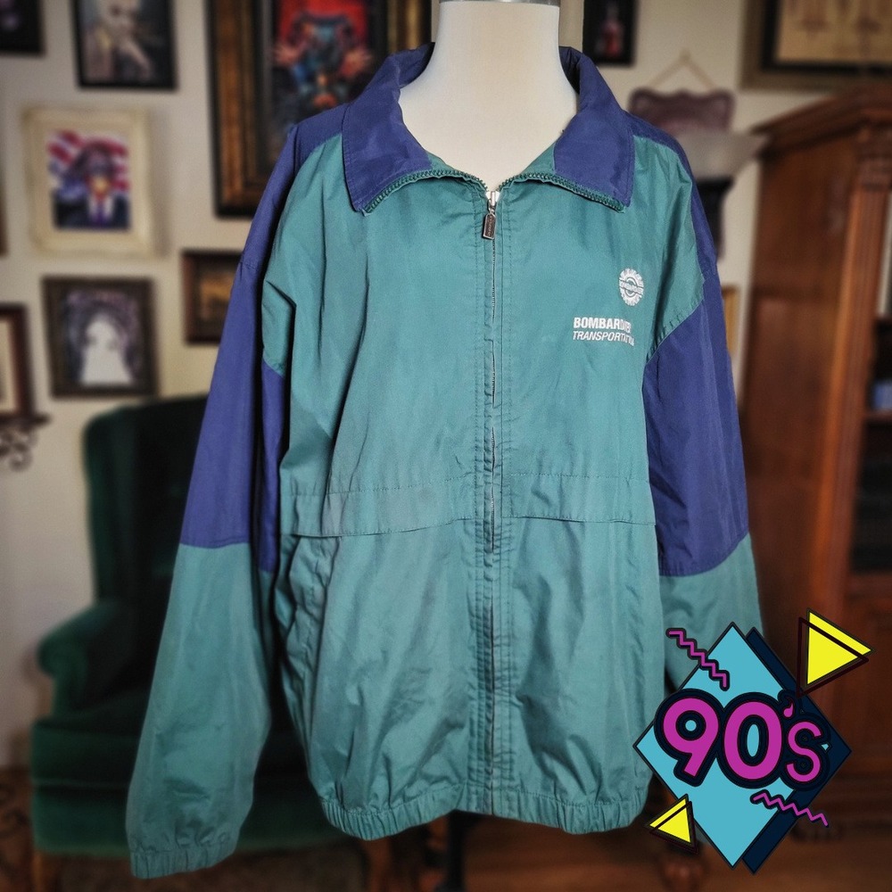 Holloway Bombardier Transportation Jacket Vintage 90s Colorblock Windbreaker XL